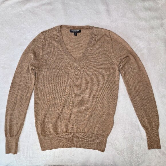 Classic Tan V-Neck Sweater - Picture 2 of 11